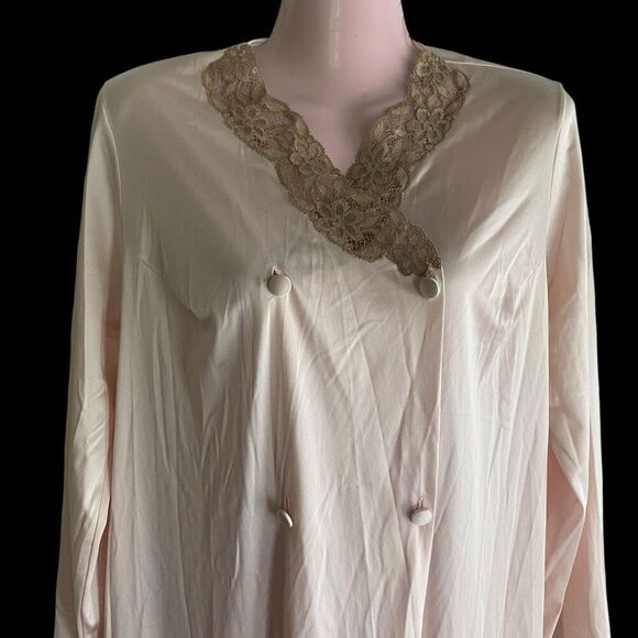 Vintage Vanity Fair Robe Women's Size 36 Dressing Gown Pink Double Breasted - Picture 2 of 5